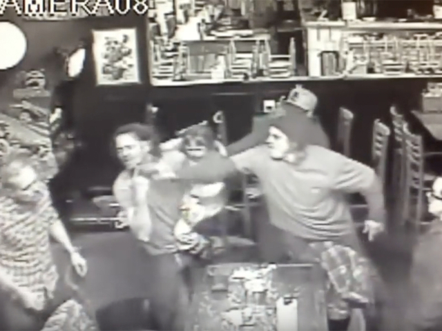 Authorities searching for man seen severely beating man carrying daughter Authorities searching for man seen severely beating man carrying daughter