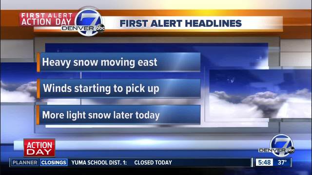 The Denver area will see a mix of rain snow and high winds Friday