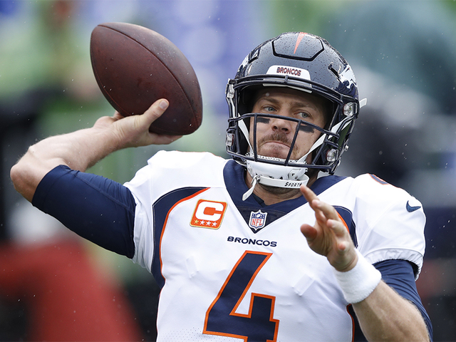 Baltimore Md September Case Keenum Of The Denver Broncos Warms Up Before The Game Against The Baltimore Ravens At Mt Bank Stadium On September Baltimore Md September Case Keenum Of The Denver Broncos Warms Up Before The Game Against The Baltimore Ravens At Mt Bank Stadium On September
