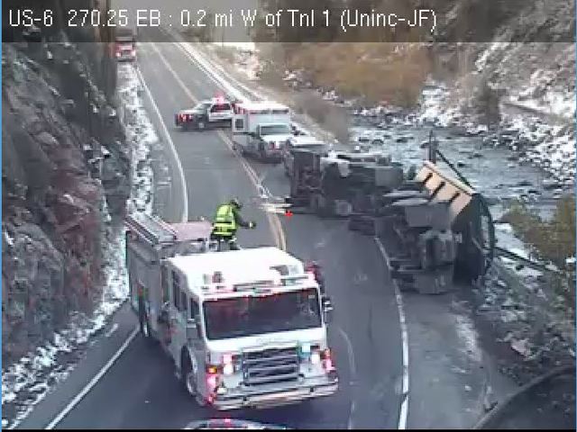 Both directions of Highway 6 closed near Highway 58 after semi rolls over